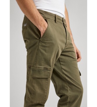 Pepe Jeans Pantaloni cargo slim verdi