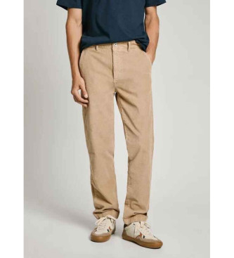 Pepe Jeans Schlanke beigefarbene Chino-Hose aus Kord