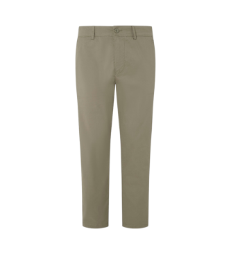 Pepe Jeans Spodnie Chino Poplin Slim w kolorze zielonym