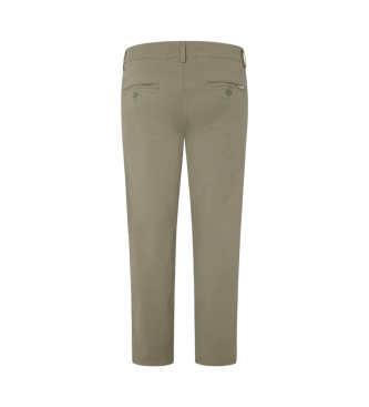 Pepe Jeans Spodnie Chino Poplin Slim w kolorze zielonym