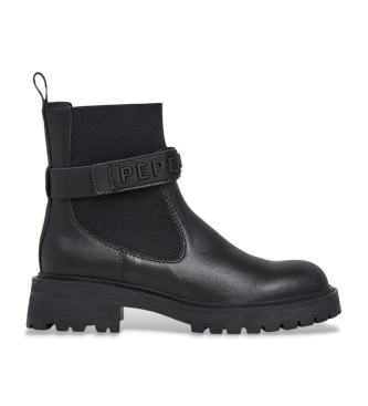 Pepe Jeans Stivaletti Stacy Glow in pelle nera