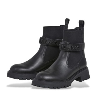 Pepe Jeans Stivaletti Stacy Glow in pelle nera