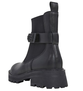 Pepe Jeans Stivaletti Stacy Glow in pelle nera
