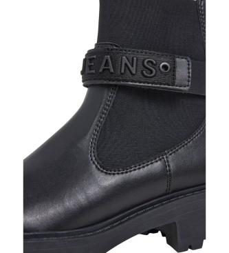 Pepe Jeans Stivaletti Stacy Glow in pelle nera