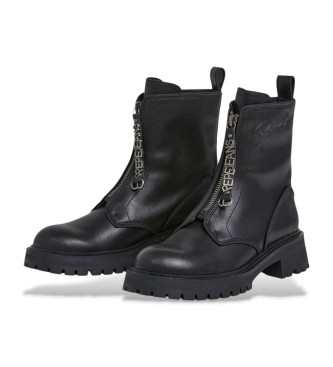 Pepe Jeans Stivaletti in pelle nera Stacy Hug