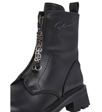 Pepe Jeans Stivaletti in pelle nera Stacy Hug
