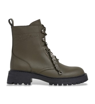 Pepe Jeans Stivaletti Stacy Play in pelle verde 