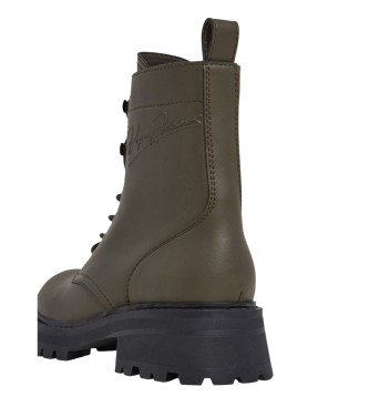 Pepe Jeans Stivaletti Stacy Play in pelle verde 