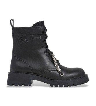 Pepe Jeans Stivaletti Stacy Play in pelle nera