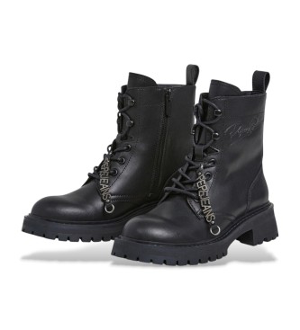 Pepe Jeans Stivaletti Stacy Play in pelle nera