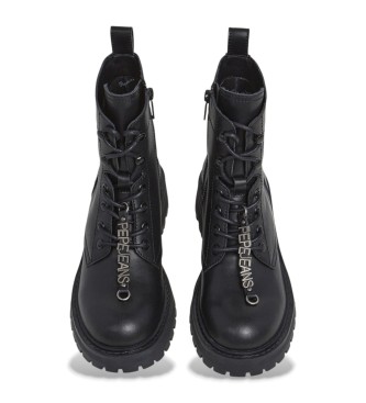 Pepe Jeans Stivaletti Stacy Play in pelle nera