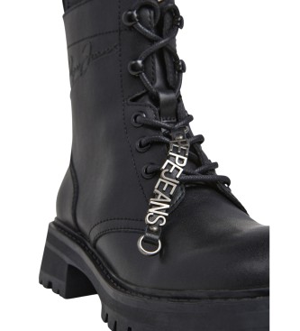 Pepe Jeans Stivaletti Stacy Play in pelle nera