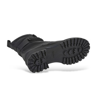 Pepe Jeans Stivaletti Stacy Snap in pelle nera