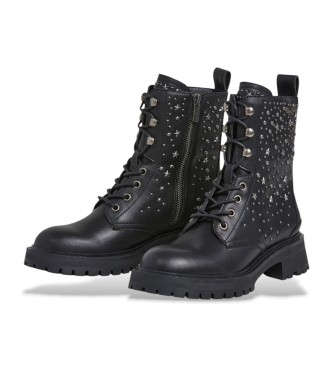 Pepe Jeans Stivaletti Stacy Studs in pelle nera 