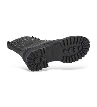 Pepe Jeans Stivaletti Stacy Studs in pelle nera 