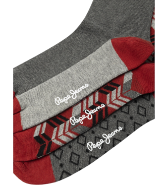 Pepe Jeans Pack 3 Pairs of Geo Star Socks grey, red