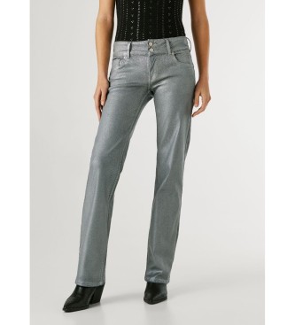 Pepe Jeans Pantal�n Straight Venus metallic plateado azulado