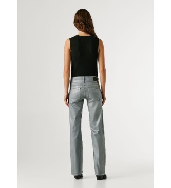 Pepe Jeans Pantal�n Straight Venus metallic plateado azulado