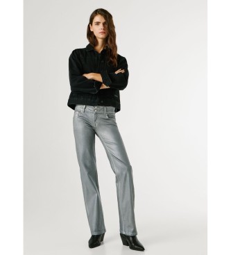 Pepe Jeans Pantal�n Straight Venus metallic plateado azulado