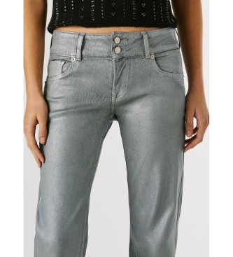Pepe Jeans Pantal�n Straight Venus metallic plateado azulado