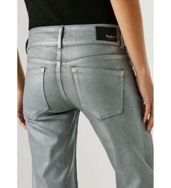 Pepe Jeans Pantal�n Straight Venus metallic plateado azulado