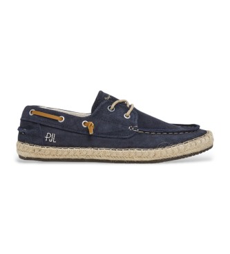 Pepe Jeans Tourist Deck blaue Leder Bootsschuhe