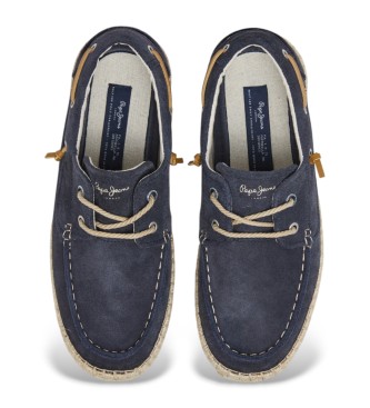 Pepe Jeans Tourist Deck blaue Leder Bootsschuhe