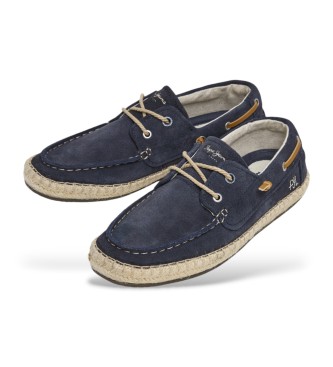 Pepe Jeans Tourist Deck blaue Leder Bootsschuhe