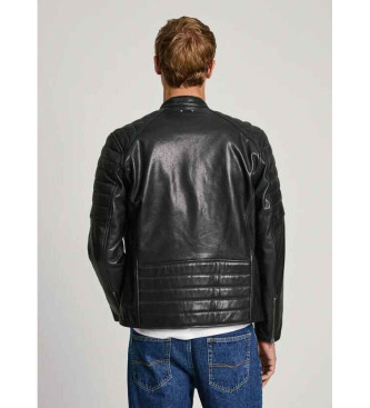 Pepe Jeans Travis leather biker jacket black