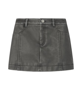 Pepe Jeans Short leather effect skirt Valley black