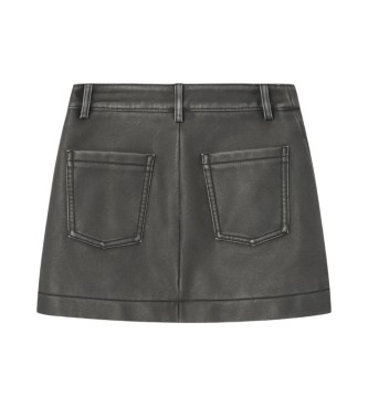 Pepe Jeans Short leather effect skirt Valley black