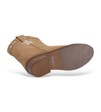 Pepe Jeans Botines de piel Western marrn