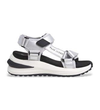 Pepe Jeans Winslove Shine silver leather sandals