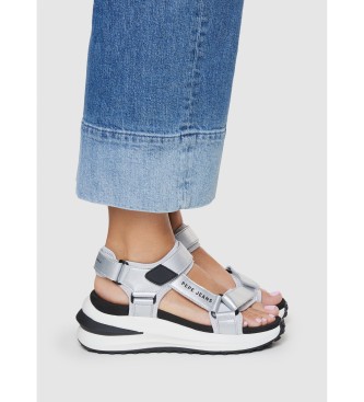 Pepe Jeans Winslove Shine silver leather sandals