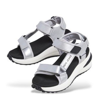 Pepe Jeans Winslove Shine silver leather sandals