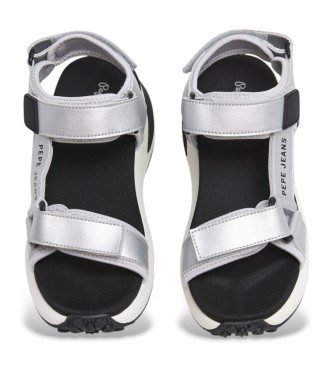 Pepe Jeans Winslove Shine silver leather sandals
