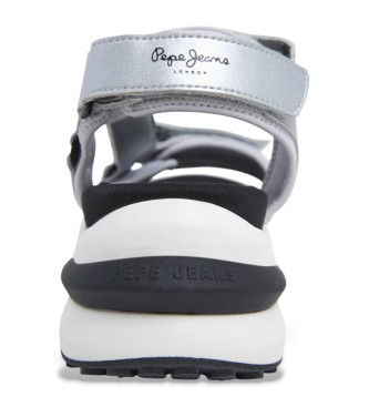Pepe Jeans Winslove Shine silver leather sandals