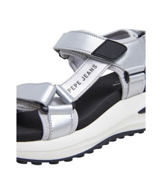 Pepe Jeans Winslove Shine silver leather sandals