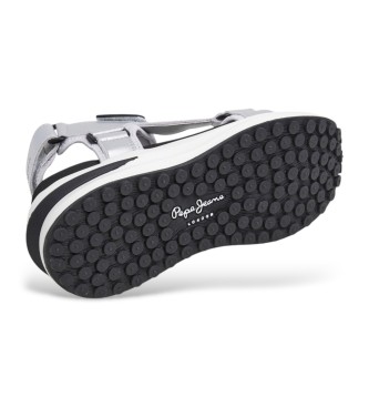 Pepe Jeans Winslove Shine silver leather sandals