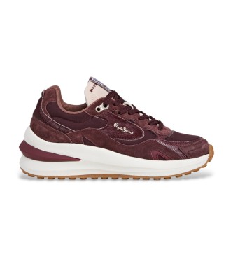 Pepe Jeans Pantoufles en cuir bordeaux Winslow Fierce