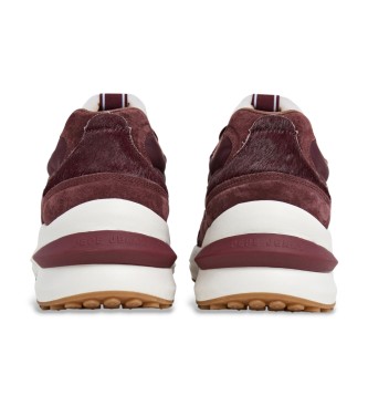 Pepe Jeans Pantoufles en cuir bordeaux Winslow Fierce