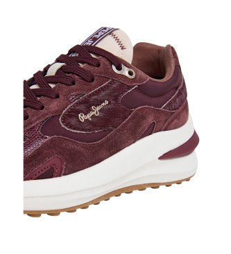 Pepe Jeans Pantoufles en cuir bordeaux Winslow Fierce