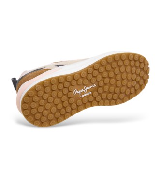 Pepe Jeans Sapatilhas de couro bege Wislow Sweet