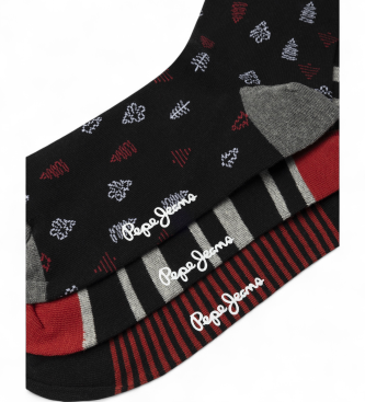 Pepe Jeans 3 Pair Pack of Xmas Tree Socks Black