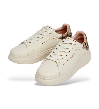 Pepe Jeans Yara Glam tofflor i beige l�der