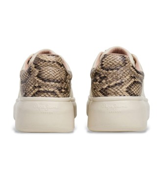 Pepe Jeans Yara Glam tofflor i beige l�der