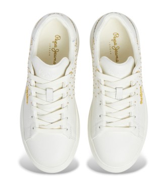 Pepe Jeans Białe skórzane buty sportowe Yara Sweet