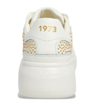 Pepe Jeans Białe skórzane buty sportowe Yara Sweet