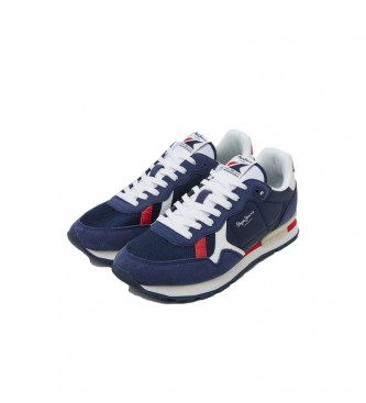 Pepe Jeans Combined leather trainers Brit navy