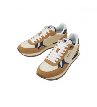 Pepe Jeans Combined leather trainers Brit brown